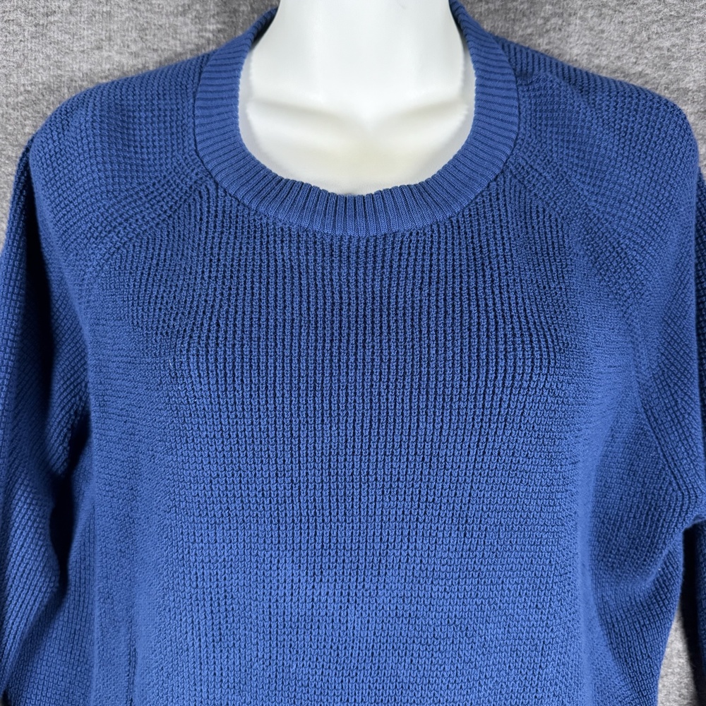 Eddie Bauer Sweater Womens XL Blue 100% Cotton Raglan Crewneck Knit Pullover